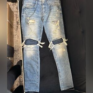 PacSun Men's Light Blue Distressed Skinny Jeans